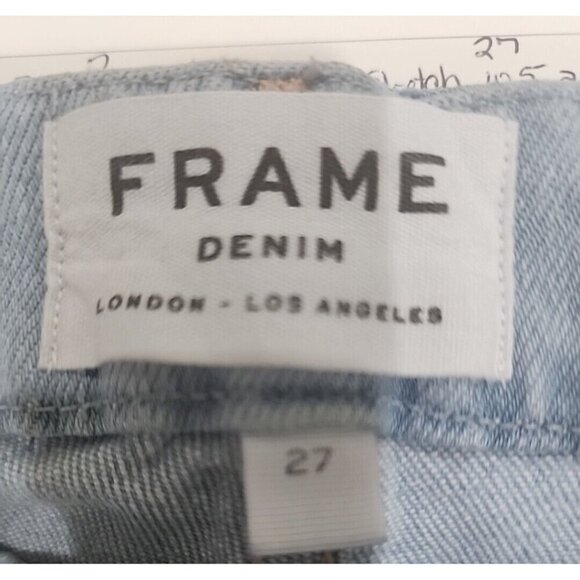 FRAME Jeans Blue Le Crop Mini Boot Light Wash Raw Hem Women's 27 - Picture 10 of 14